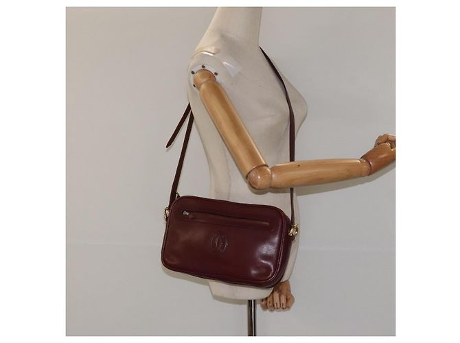 CARTIER Must Line Borsa a Spalla in Pelle Rosso Vino Oro Auth BA1020 D'oro Bordò - vista 21