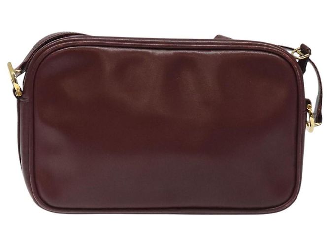 CARTIER Must Line Borsa a Spalla in Pelle Rosso Vino Oro Auth BA1020 D'oro Bordò - vista 3
