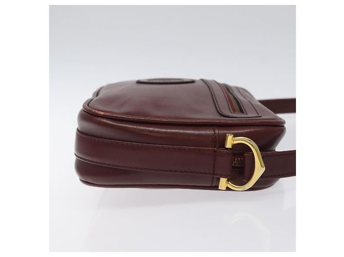 CARTIER Must Line Borsa a Spalla in Pelle Rosso Vino Oro Auth BA1020 D'oro Bordò - vista 4