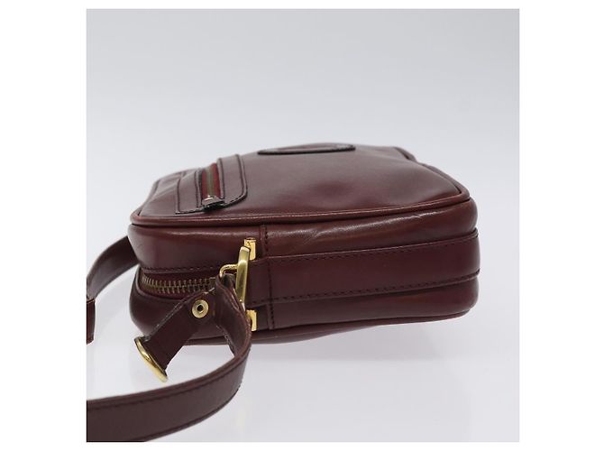 CARTIER Must Line Borsa a Spalla in Pelle Rosso Vino Oro Auth BA1020 D'oro Bordò - vista 5