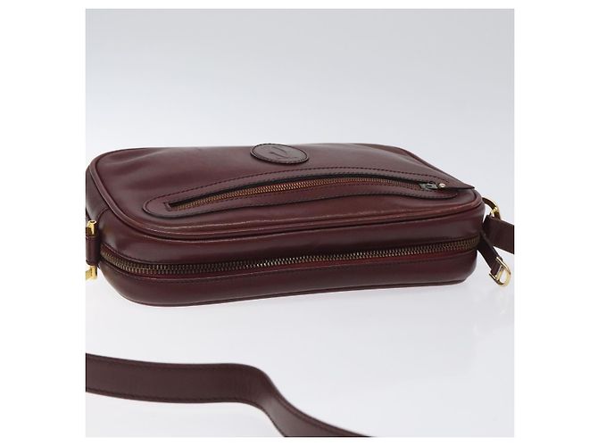 CARTIER Must Line Borsa a Spalla in Pelle Rosso Vino Oro Auth BA1020 D'oro Bordò - vista 6