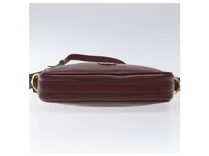 CARTIER Must Line Borsa a Spalla in Pelle Rosso Vino Oro Auth BA1020 D'oro Bordò - vista 9