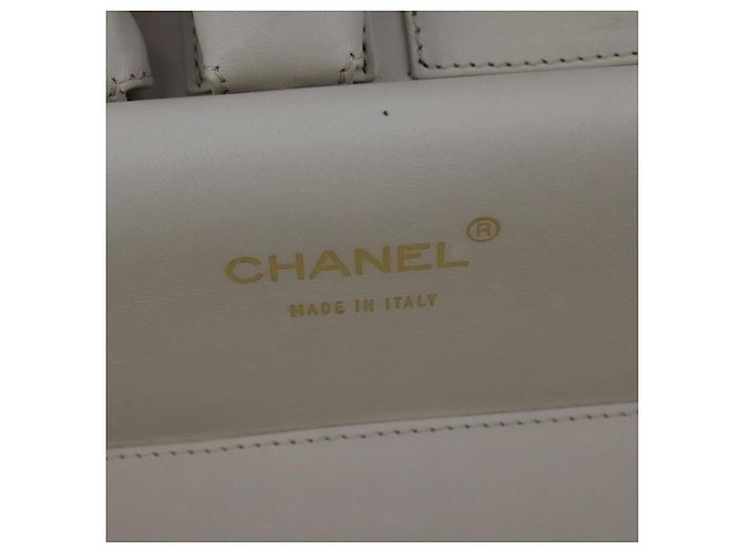 Bolso CHANEL Vanity Chain Wild Stitch de algodón blanco CC Auth 104339AV - vista 19