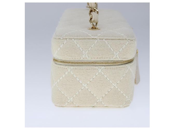 Bolso CHANEL Vanity Chain Wild Stitch de algodón blanco CC Auth 104339AV - vista 3