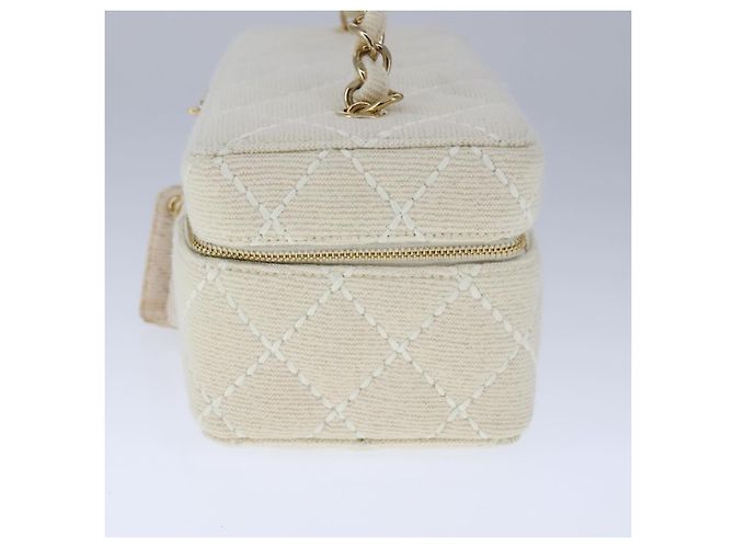 Bolso CHANEL Vanity Chain Wild Stitch de algodón blanco CC Auth 104339AV - vista 4