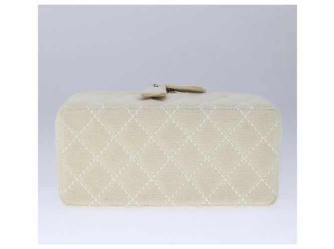 Bolso CHANEL Vanity Chain Wild Stitch de algodón blanco CC Auth 104339AV - vista 5