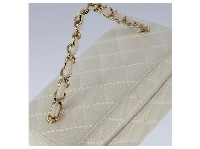 Bolso CHANEL Vanity Chain Wild Stitch de algodón blanco CC Auth 104339AV - vista 6