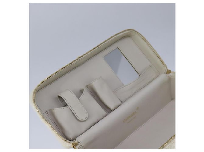 Bolso CHANEL Vanity Chain Wild Stitch de algodón blanco CC Auth 104339AV - vista 9