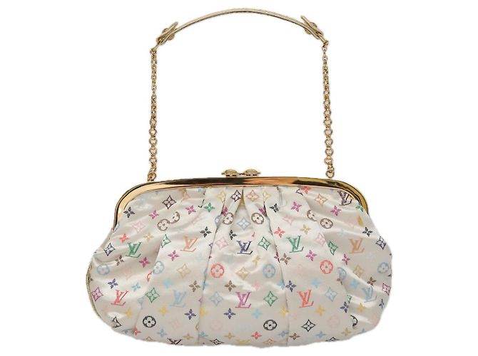 LOUIS VUITTON Pochette Omoniere Satin Multicolore Bianca M92060 LV Auth 104388SV Bianco - vista 13