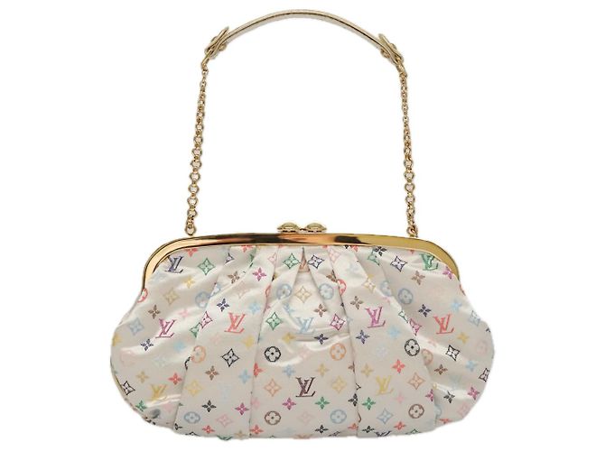 LOUIS VUITTON Pochette Omoniere Satin Multicolore Bianca M92060 LV Auth 104388SV Bianco - vista 2