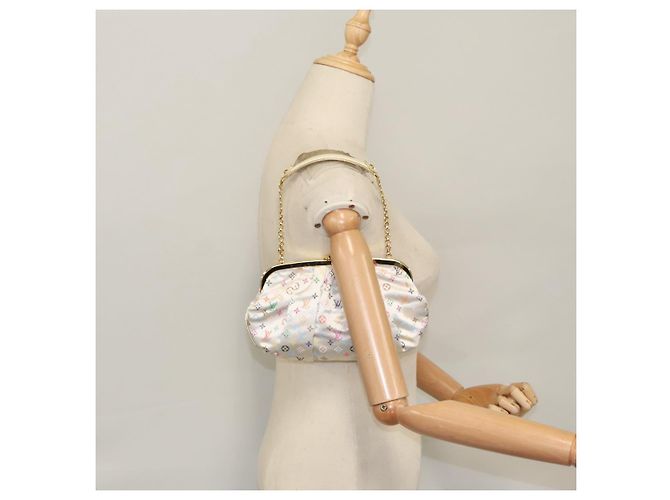 LOUIS VUITTON Pochette Omoniere Satin Multicolore Bianca M92060 LV Auth 104388SV Bianco - vista 25