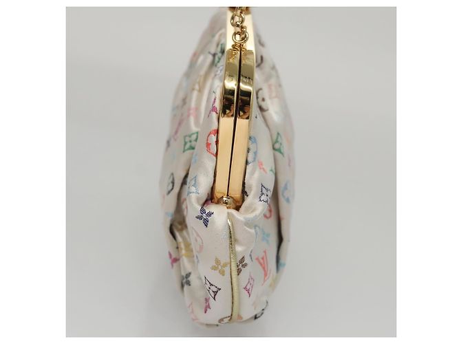 LOUIS VUITTON Pochette Omoniere Satin Multicolore Bianca M92060 LV Auth 104388SV Bianco - vista 4
