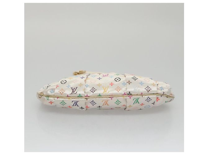 LOUIS VUITTON Pochette Omoniere Satin Multicolore Bianca M92060 LV Auth 104388SV Bianco - vista 5