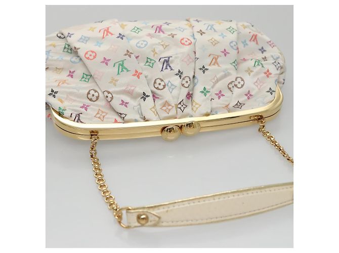 LOUIS VUITTON Pochette Omoniere Satin Multicolore Bianca M92060 LV Auth 104388SV Bianco - vista 6