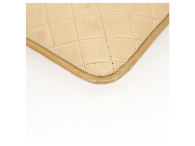 Borsa a Spalla CHANEL in Pelle di Agnello Beige Oro CC Auth bs26856 D'oro - vista 12
