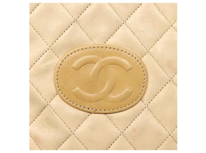 Borsa a Spalla CHANEL in Pelle di Agnello Beige Oro CC Auth bs26856 D'oro - vista 14