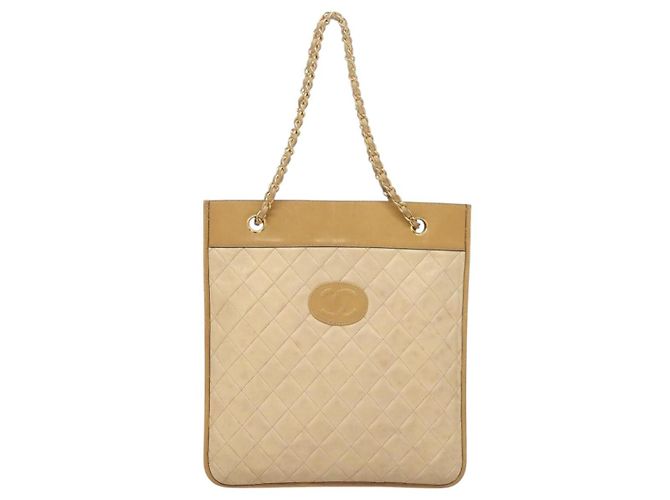 Borsa a Spalla CHANEL in Pelle di Agnello Beige Oro CC Auth bs26856 D'oro - vista 2