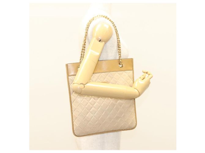 Borsa a Spalla CHANEL in Pelle di Agnello Beige Oro CC Auth bs26856 D'oro - vista 21