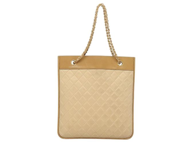 Borsa a Spalla CHANEL in Pelle di Agnello Beige Oro CC Auth bs26856 D'oro - vista 3