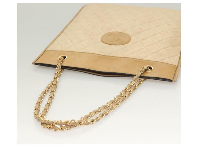 Borsa a Spalla CHANEL in Pelle di Agnello Beige Oro CC Auth bs26856 D'oro - vista 6