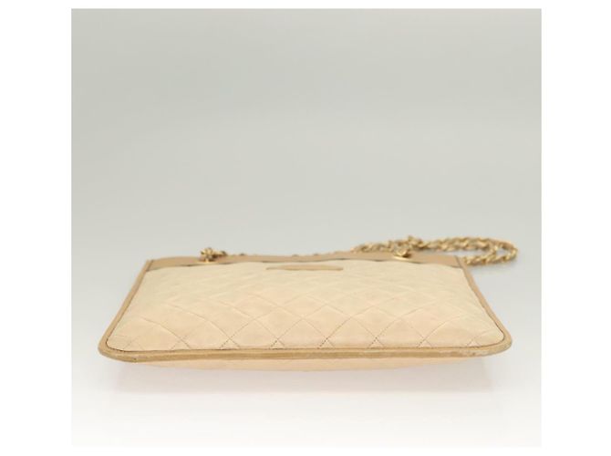 Borsa a Spalla CHANEL in Pelle di Agnello Beige Oro CC Auth bs26856 D'oro - vista 9