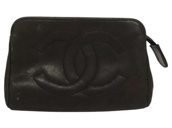 Bolso CHANEL Cuero metal 7Set Negro Oro CC Auth bs26962 Dorado - vista 2