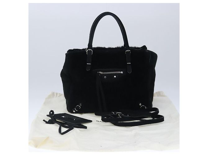Borsa a Mano BALENCIAGA Camoscio 2 vie Nero Argento 305572 Auth ki5224V - vista 12