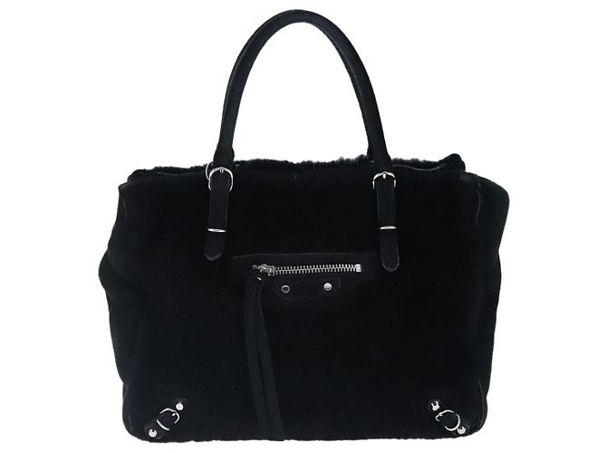 Borsa a Mano BALENCIAGA Camoscio 2 vie Nero Argento 305572 Auth ki5224V - vista 13