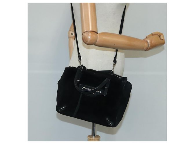 Borsa a Mano BALENCIAGA Camoscio 2 vie Nero Argento 305572 Auth ki5224V - vista 25