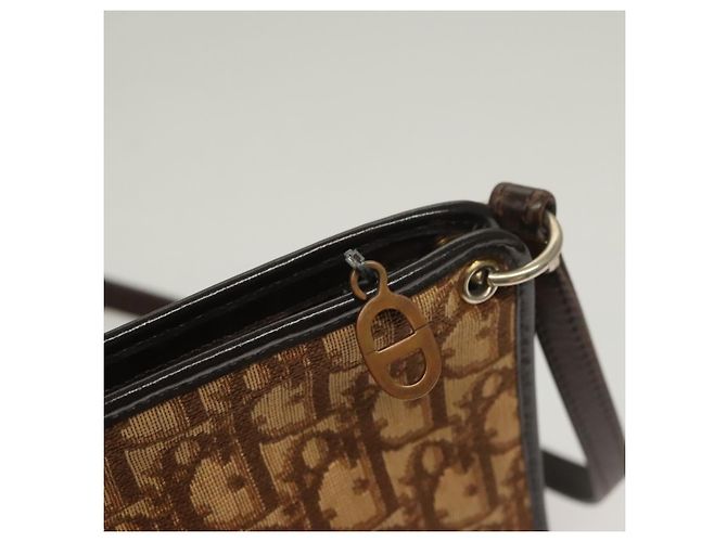 Borsa a Spalla in Tela Trotter Christian Dior Marrone Oro Auth ep9752 D'oro - vista 10