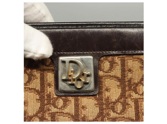 Borsa a Spalla in Tela Trotter Christian Dior Marrone Oro Auth ep9752 D'oro - vista 11