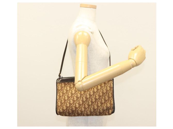 Borsa a Spalla in Tela Trotter Christian Dior Marrone Oro Auth ep9752 D'oro - vista 19