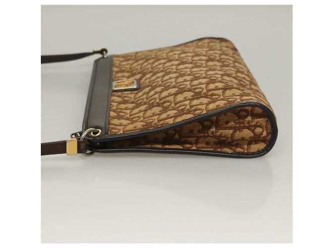 Borsa a Spalla in Tela Trotter Christian Dior Marrone Oro Auth ep9752 D'oro - vista 4