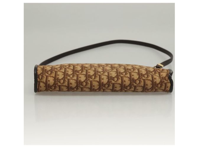 Borsa a Spalla in Tela Trotter Christian Dior Marrone Oro Auth ep9752 D'oro - vista 5