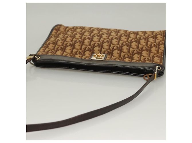 Borsa a Spalla in Tela Trotter Christian Dior Marrone Oro Auth ep9752 D'oro - vista 6