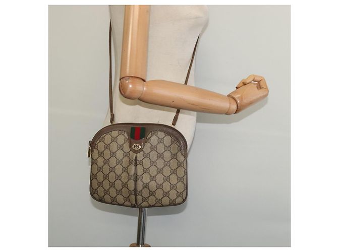 Borsa Sherry Line GG Supreme Web di GUCCI in PVC beige e oro 904 02 047 Auth ep9738 D'oro - vista 21