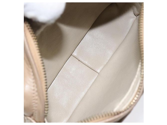 CHANEL Borsa a Spalla Matelassé con Catena in Pelle di Agnello Beige Oro CC Auth 127575 D'oro - vista 10