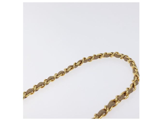 CHANEL Borsa a Spalla Matelassé con Catena in Pelle di Agnello Beige Oro CC Auth 127575 D'oro - vista 14