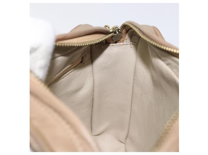 CHANEL Borsa a Spalla Matelassé con Catena in Pelle di Agnello Beige Oro CC Auth 127575 D'oro - vista 19