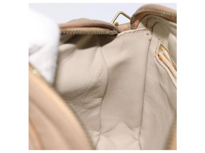 CHANEL Borsa a Spalla Matelassé con Catena in Pelle di Agnello Beige Oro CC Auth 127575 D'oro - vista 20