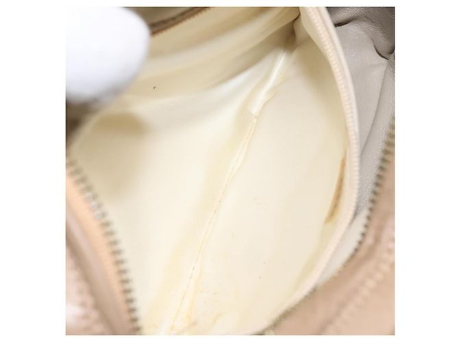 CHANEL Borsa a Spalla Matelassé con Catena in Pelle di Agnello Beige Oro CC Auth 127575 D'oro - vista 21