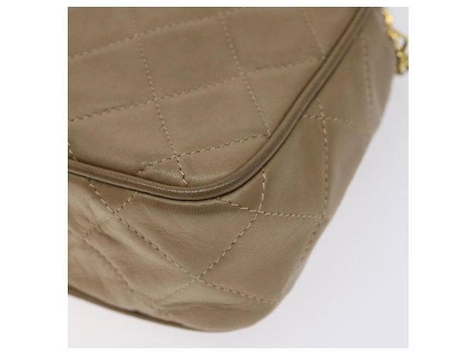CHANEL Borsa a Spalla Matelassé con Catena in Pelle di Agnello Beige Oro CC Auth 127575 D'oro - vista 8