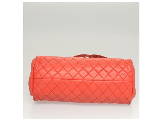 CHANEL Borsa a Spalla Matelassé in Pelle Caviar Arancione Argento CC Auth 126379 - vista 10