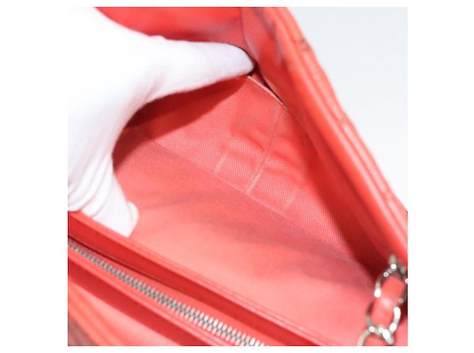 CHANEL Borsa a Spalla Matelassé in Pelle Caviar Arancione Argento CC Auth 126379 - vista 18