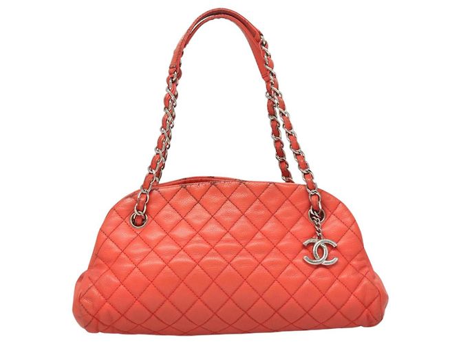 CHANEL Borsa a Spalla Matelassé in Pelle Caviar Arancione Argento CC Auth 126379 - vista 2