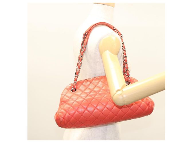CHANEL Borsa a Spalla Matelassé in Pelle Caviar Arancione Argento CC Auth 126379 - vista 27