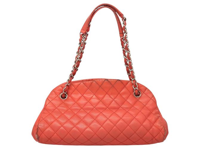 CHANEL Borsa a Spalla Matelassé in Pelle Caviar Arancione Argento CC Auth 126379 - vista 3