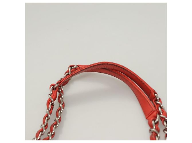 CHANEL Borsa a Spalla Matelassé in Pelle Caviar Arancione Argento CC Auth 126379 - vista 9