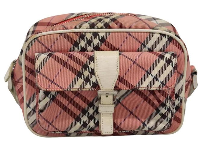 Borsa a spalla Burberry Nova Check Blue Label in nylon rosa argento autentica ac3585 - vista 13