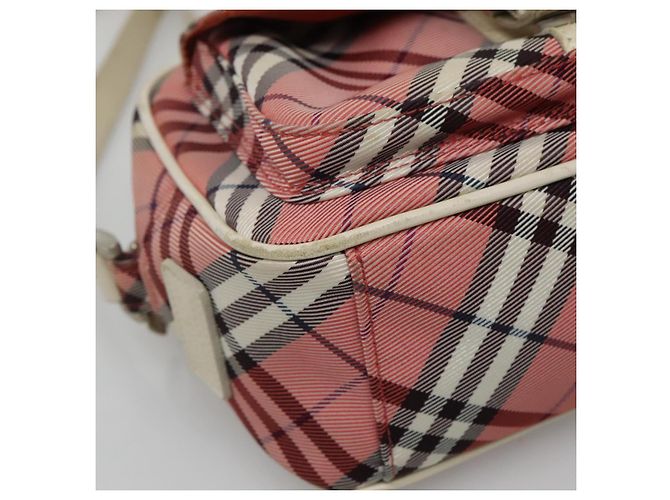 Borsa a spalla Burberry Nova Check Blue Label in nylon rosa argento autentica ac3585 - vista 14